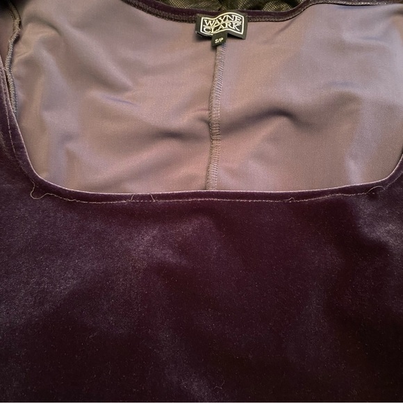 Vintage Wayne Clark dress mermaid velour long sleeve square neck line - Picture 11 of 15